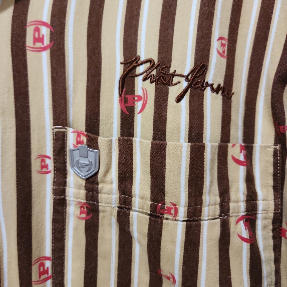 Phat farm vintage men stripe shirt long sleeve XL - Picture 6 of 10